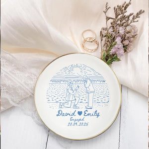 Personalized Couple Portrait Ring Dish, Engagement Gift, Wedding Gift For Bride, Handmade Custom Photo Ring Dish, Custom Photo Jewelry Tray