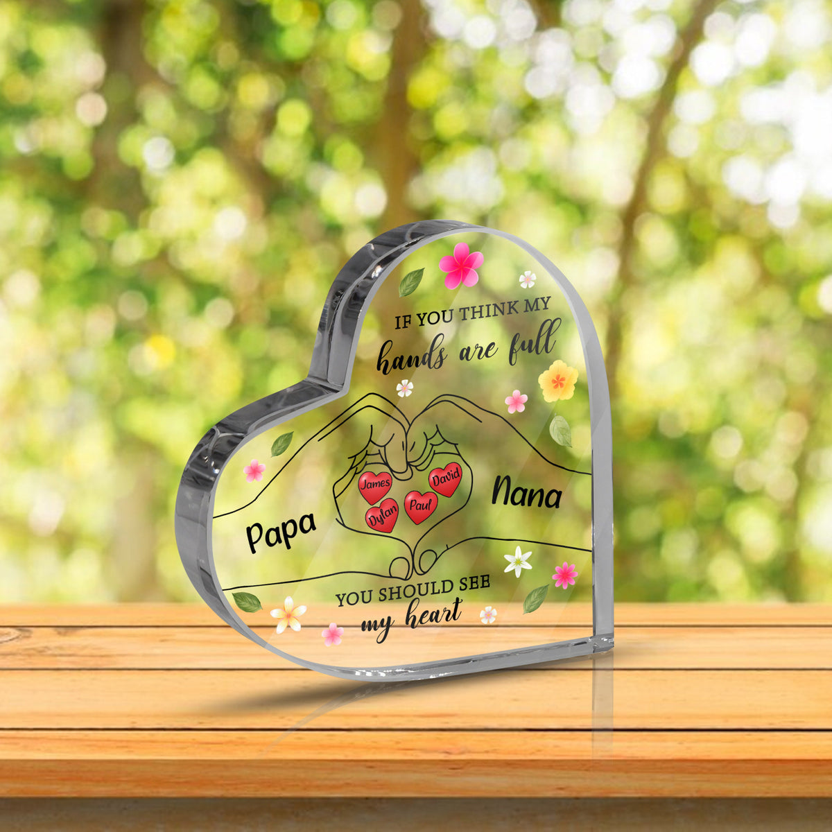 Personalized Heart Acrylic Plaque, If You Think My Hands Are Full You Should See My Hearts, Heart Keepsake, Mother's Day Gift, Gift For Mom
