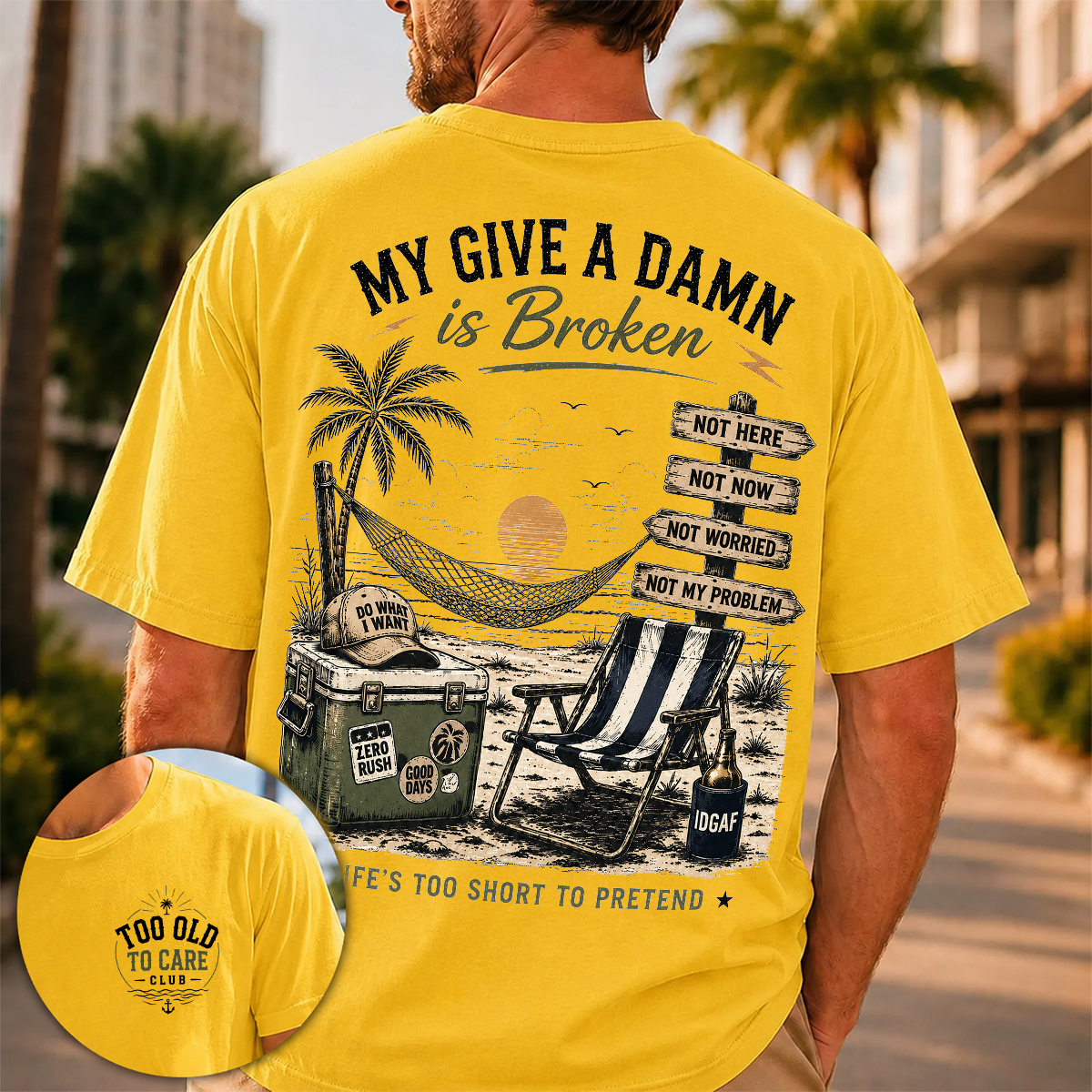 My Give A Damn Is Broken Beach Retro T-Shirt