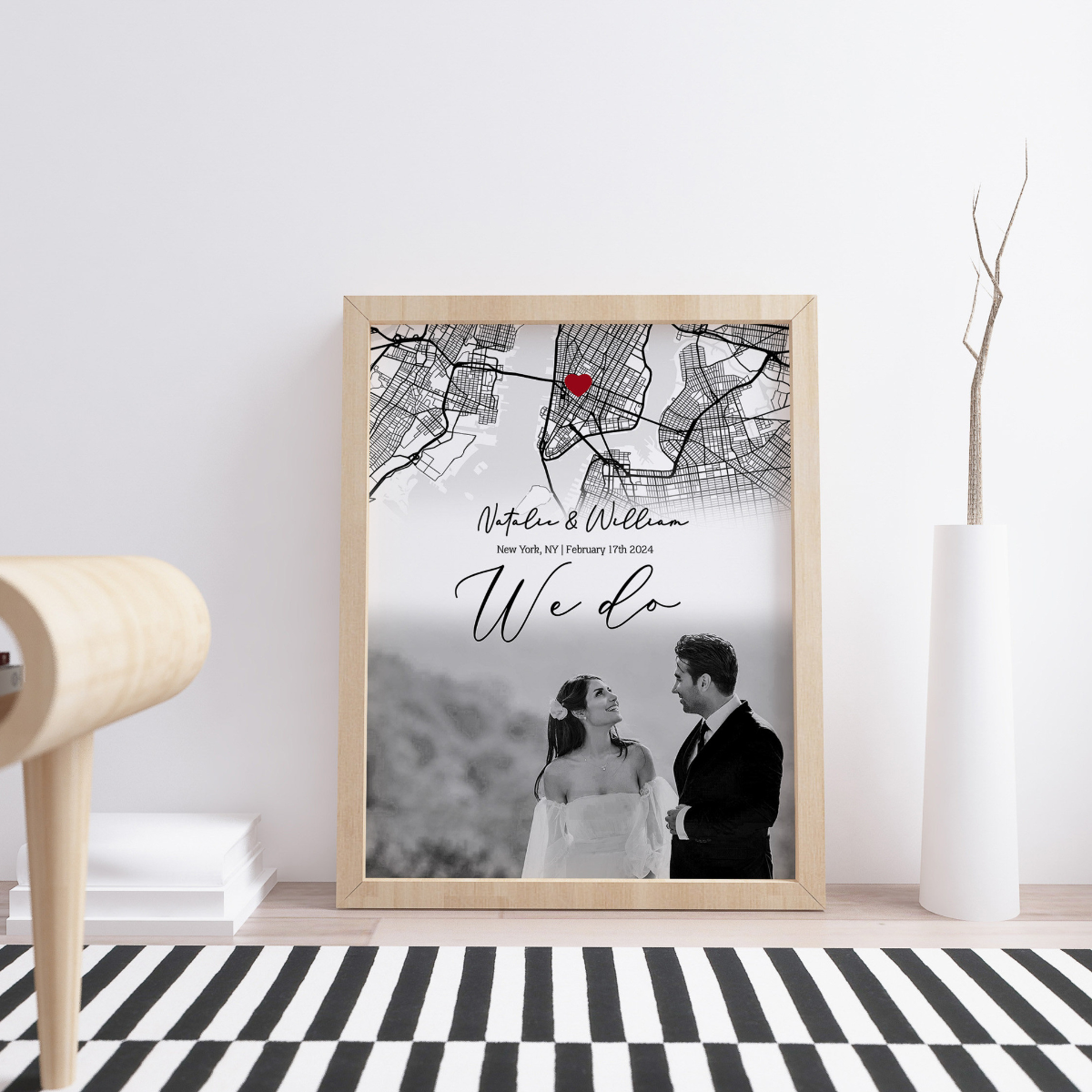 Custom Map Art for Couple, We Do Wedding Gift, I Do Gifts, Personalized Romantic Anniversary Decor