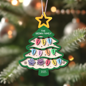 Personalized Family Tree Ornament 2025, Custom Family With Pet Ornament, Large Family Ornament, 2025 Christmas Ornament, Christmas Gifts