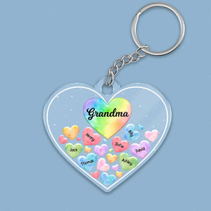 Grandma Mom Hearts In Heart - Personalized Acrylic Keychain - Gift For Mom, Grandma, Mother's Day Gift