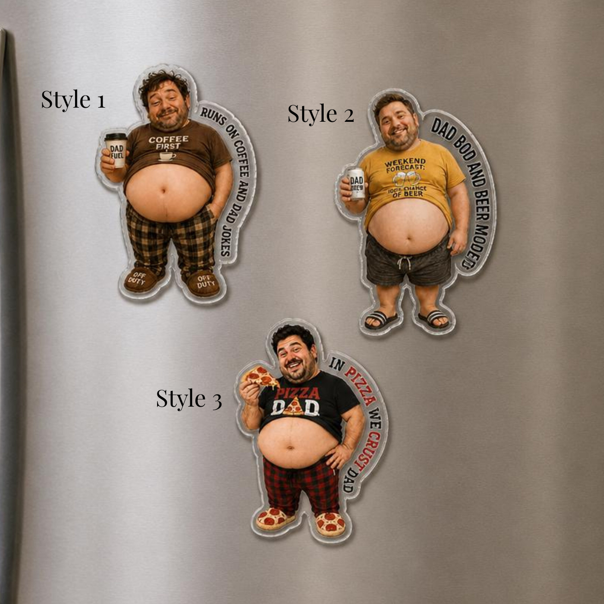 Custom Funny Dad's Grilling Face Squishy Belly Fridge Magnet, Personalized Dad Photo Squeeze Magnet, Father's Day Gift For Husband