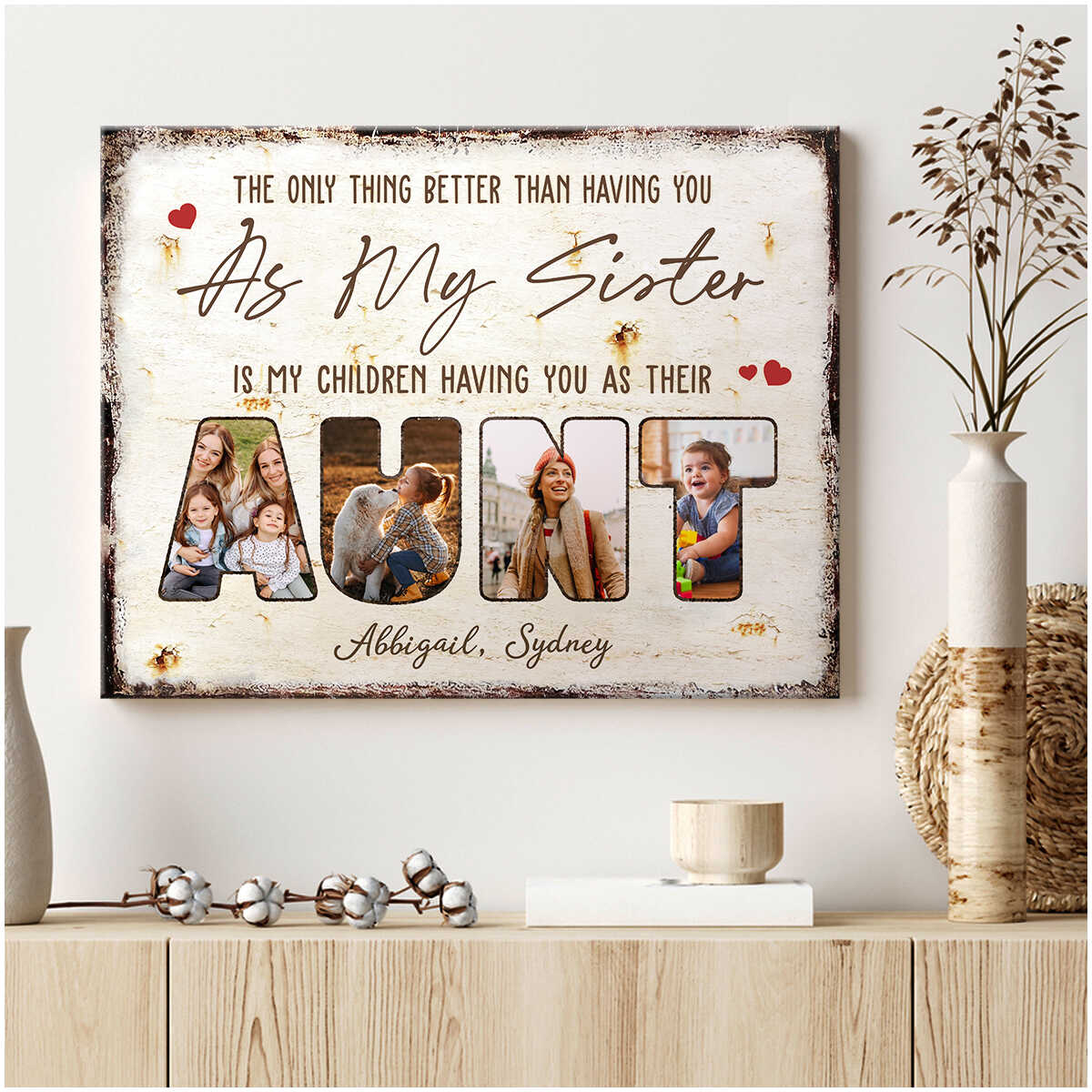 My Children Having You As Their Aunt - Personalized Canvas - Gift For Aunt On Mother's Day