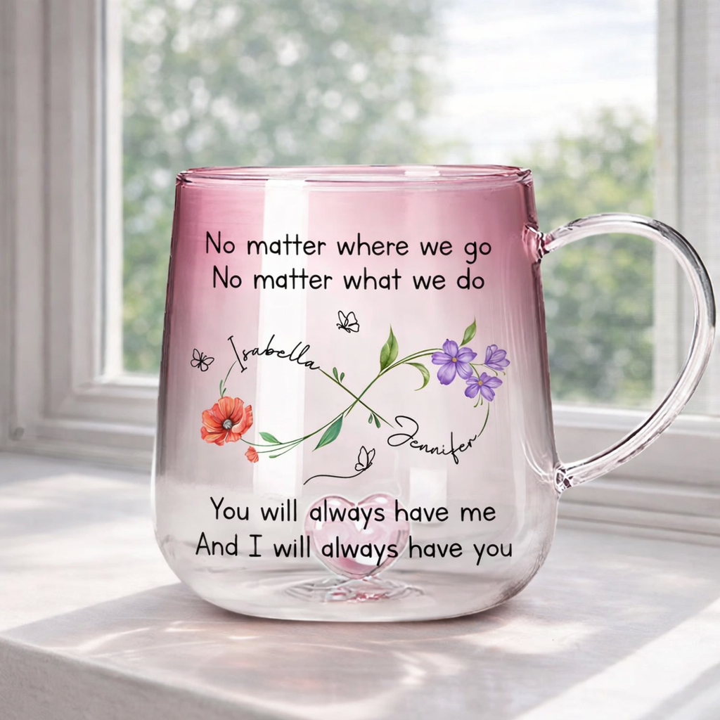No Matter Where You Go Bestie Always Beside You - Personalized Gradient Glass Mug - Gift For Bestie, Friends