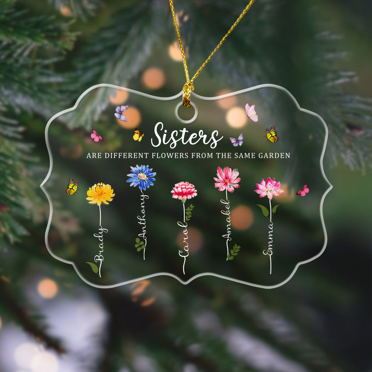 Sisters Are Different Flowers From The Same Garden - Personalized Crystal Ornament - Christmas Gift For Sisters