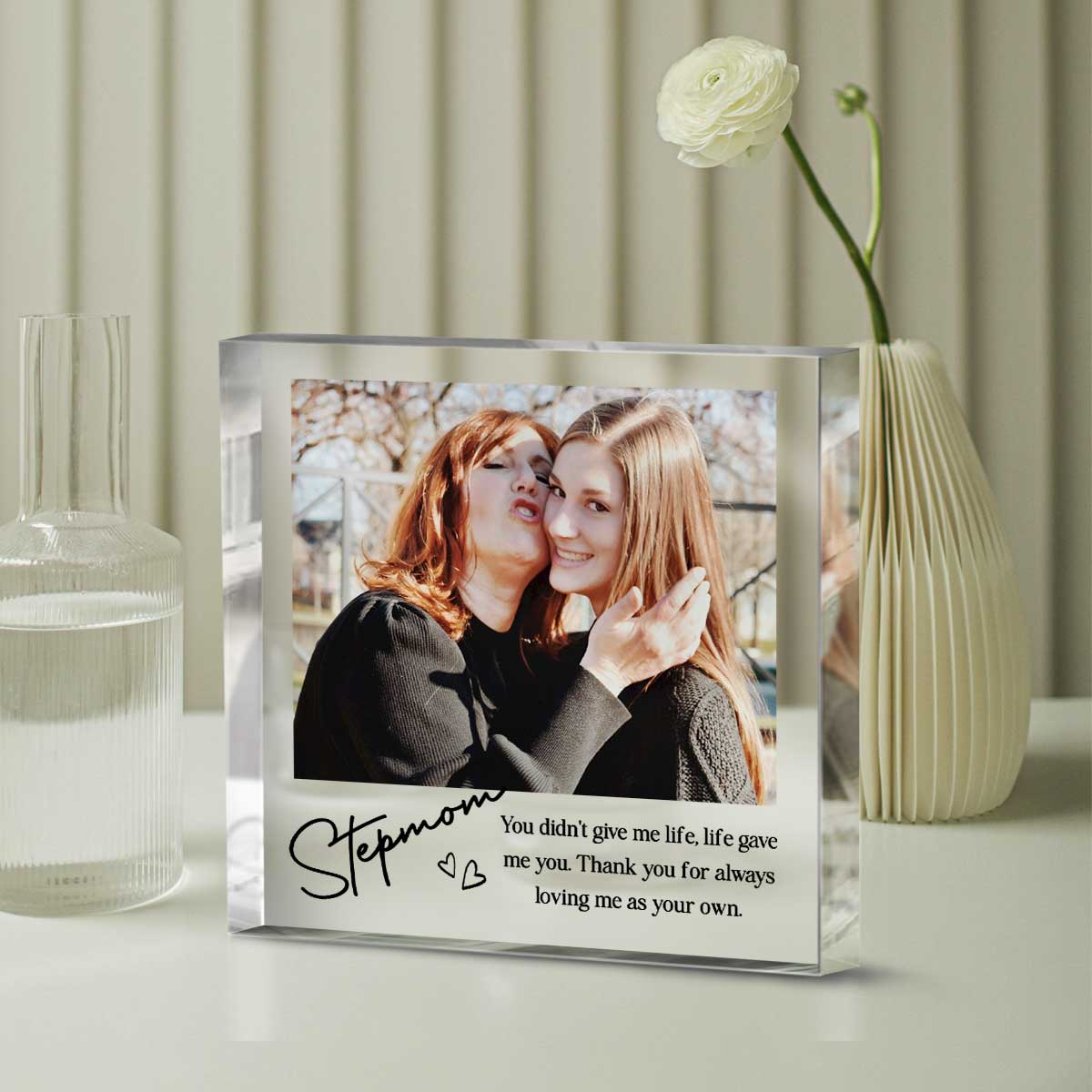 Personalized Stepmom Photo Acrylic Block, Step Mom Mothers Day Gifts, Step Mom Keepsake Gifts From Daughter, Bonus Mom Gift