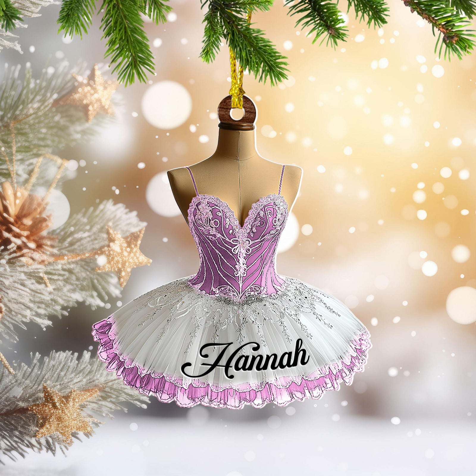 Personalized Ballerina Ballet Girl Ornament, Ballerina Christmas gift, Ballet Dancer Dress Ornament, Gifts for Ballet Girls