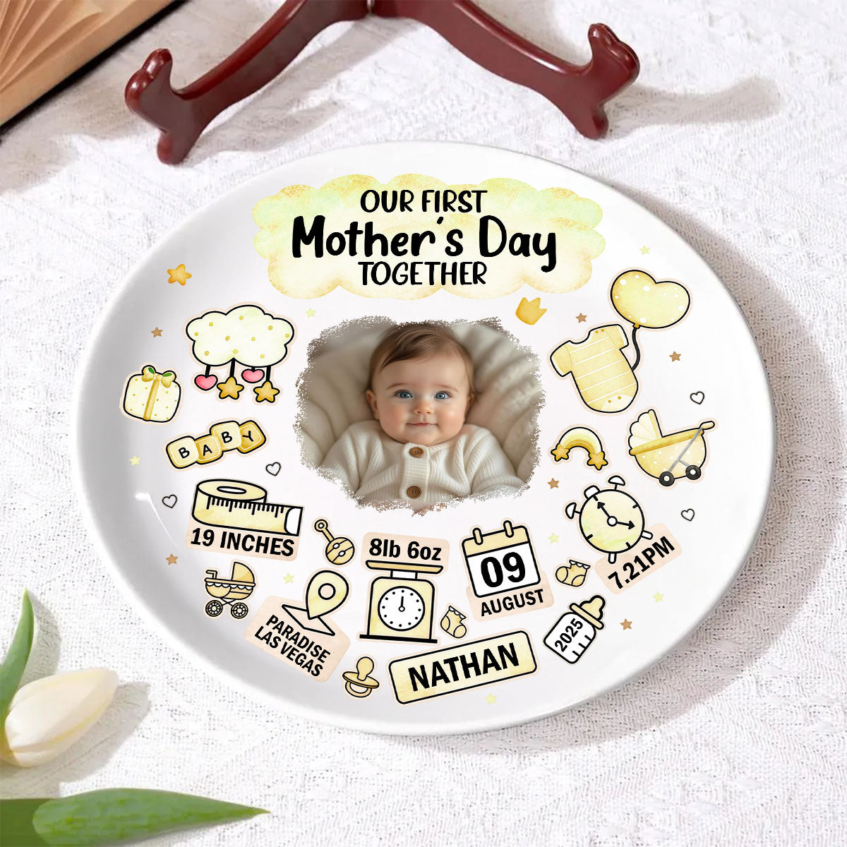 Happy First Mother's Day - Personalized Ceramic Plate