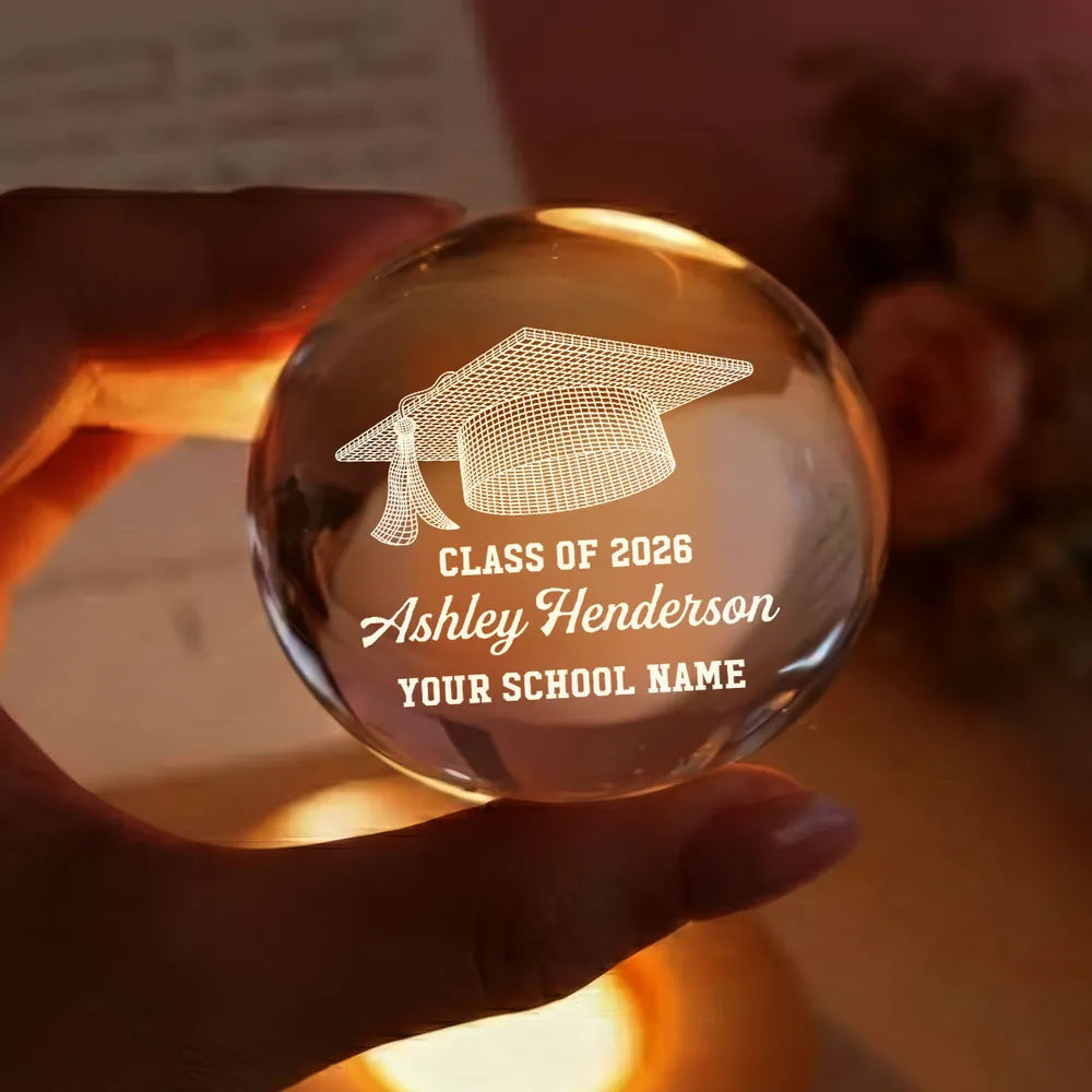 Class Of Graduation Senior Illusion Graduation Cap - Personalized Crystal Ball LED Night Light - Gift For Graduation Day, Graduation Gift, Keepsake
