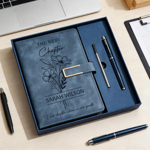 The Next Chapter Journal, Custom Leather Notebook Set with Pen, University Graduation Gift, Class of 2026 Keepsake, High School