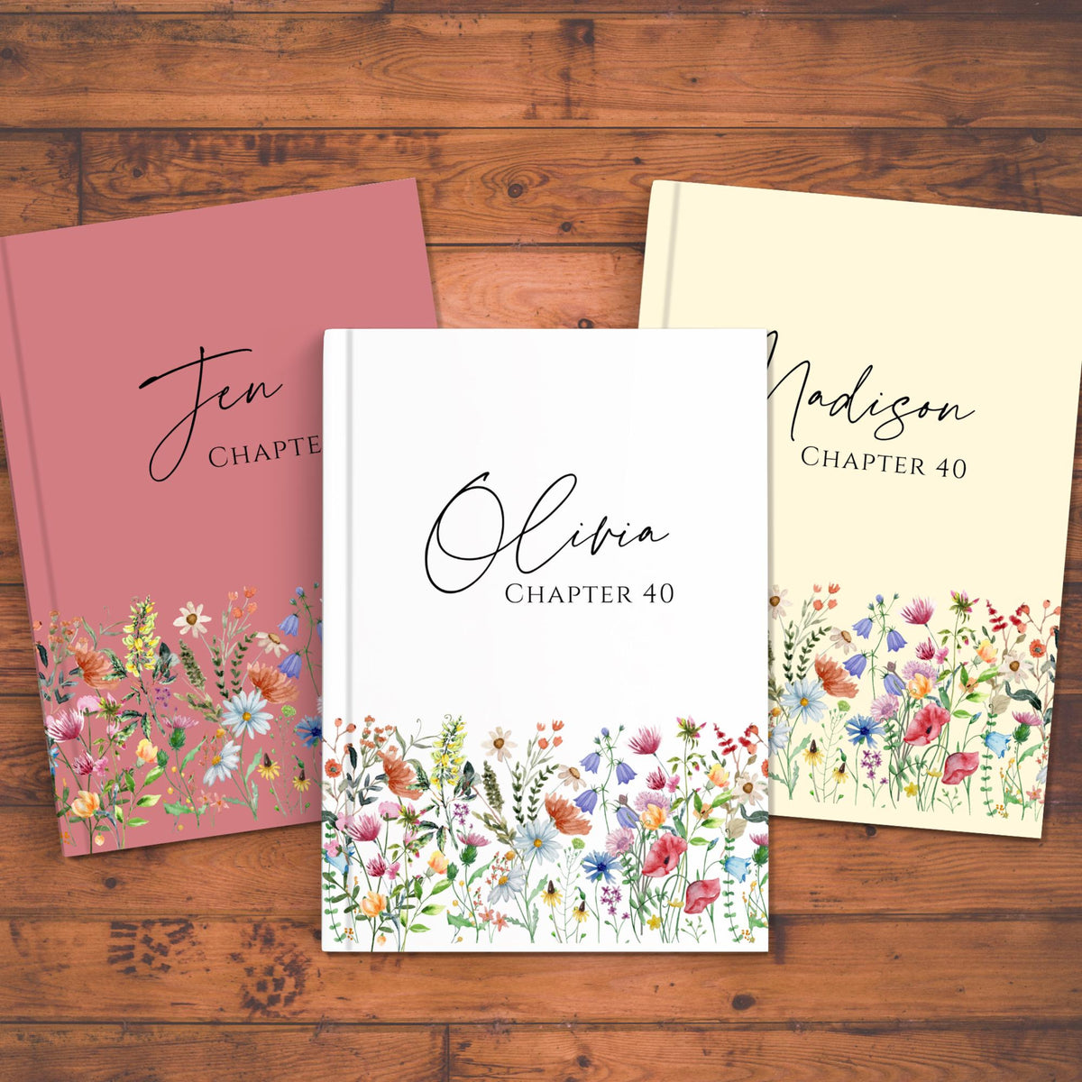 40th Birthday Gift for Her-Personalized Chapter 40 Journal with Wildflowers, Custom Name Notebook for 40 Years Old Birthday, Birthday Book