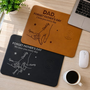 We Love You Everyday Kids Hold Dad's Hand - Personalized Wireless Charging Mat - Gift For Dad Grandpa, Father's Day Gift