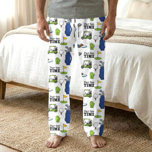 Par-tee Time Golf Pajama Pants, Funny Golf Lover Gift, Personalized Men's Golf Lounge Pants, Golfer Retirement Gift, Golfing Theme Sleepwear