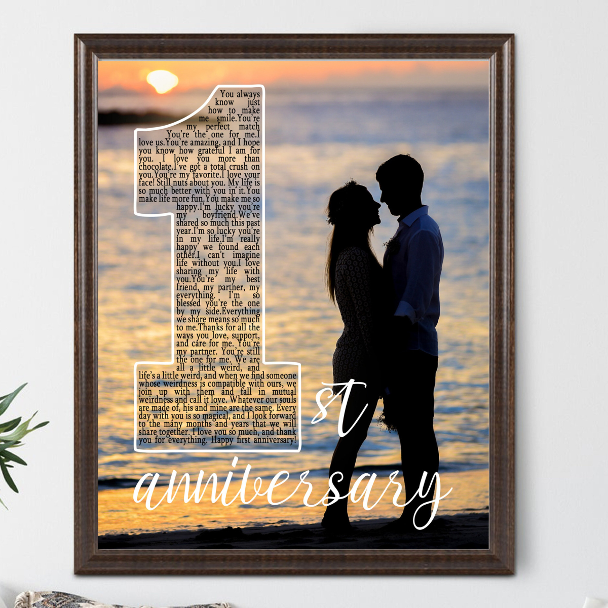 1st Anniversary Custom Photo - Personalized Canvas - Gift For Boyfriend Girlfriend, Anniversary Gift For Couple