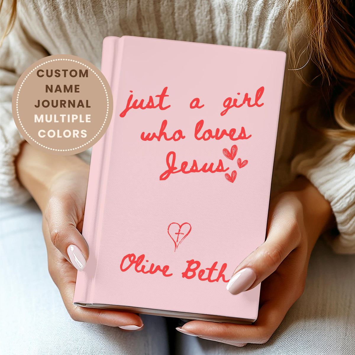 Christianity gifts for her-Personalized Christian Journal, Bible Study Notebook, Prayer Journal, Custom Name Girl Who Loves Jesus Book