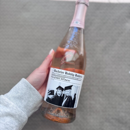 Personalized Birthday Gift, Graduation, Bachelorette, Bottle Labels for Wine, Champagne, Times Newspaper Photo