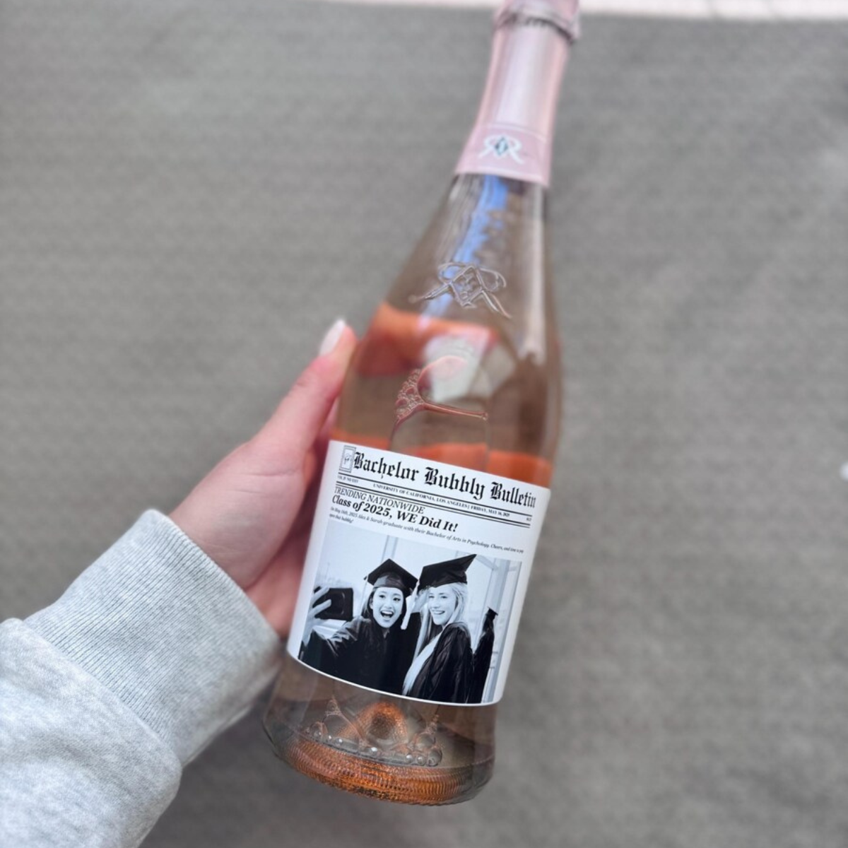 Personalized Birthday Gift, Graduation, Bachelorette, Bottle Labels for Wine, Champagne, Times Newspaper Photo