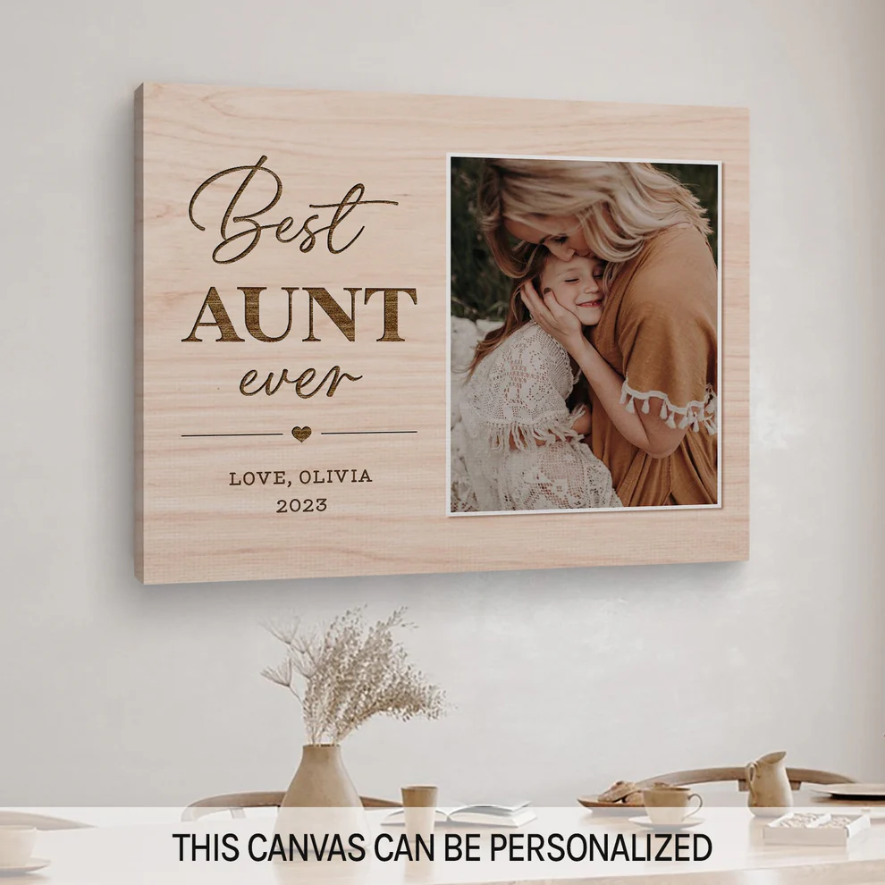 Best Aunt Ever - Personalized Canvas - Birthday Gift, Mother's Day Gift for Aunt
