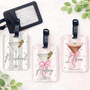 Martini Luggage Tag with custom Name, Personalized Bachelorette Favors, Vegas Girls Trip Travel Tag With Name