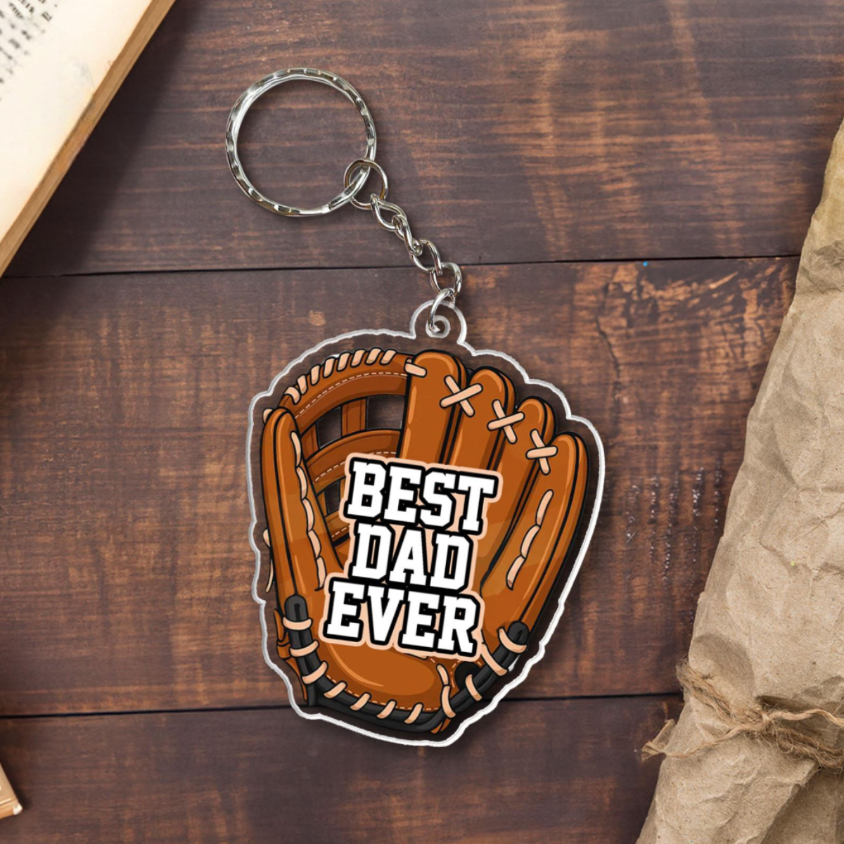 Custom Baseball Keychain For Dad, Custom Dad Keychain With Kid Names Charm, Father's Day Gifts, Baseball Lover, Gift For Baseball Dad