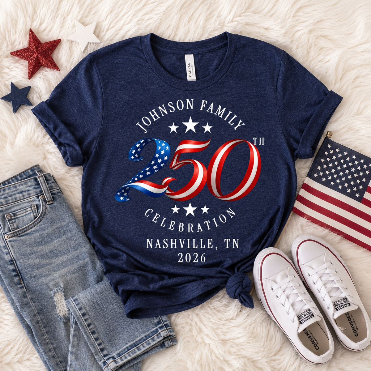 Custom Family 4th of July Shirt, Personalized America 250th Tee, Matching Patriotic Crew Shirt