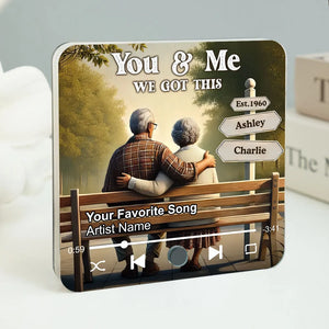 Old Couple Sitting On The Bench Personalized Music Fridge Magnet, Heartfelt Gift For Couple, Valentine's Day Gift