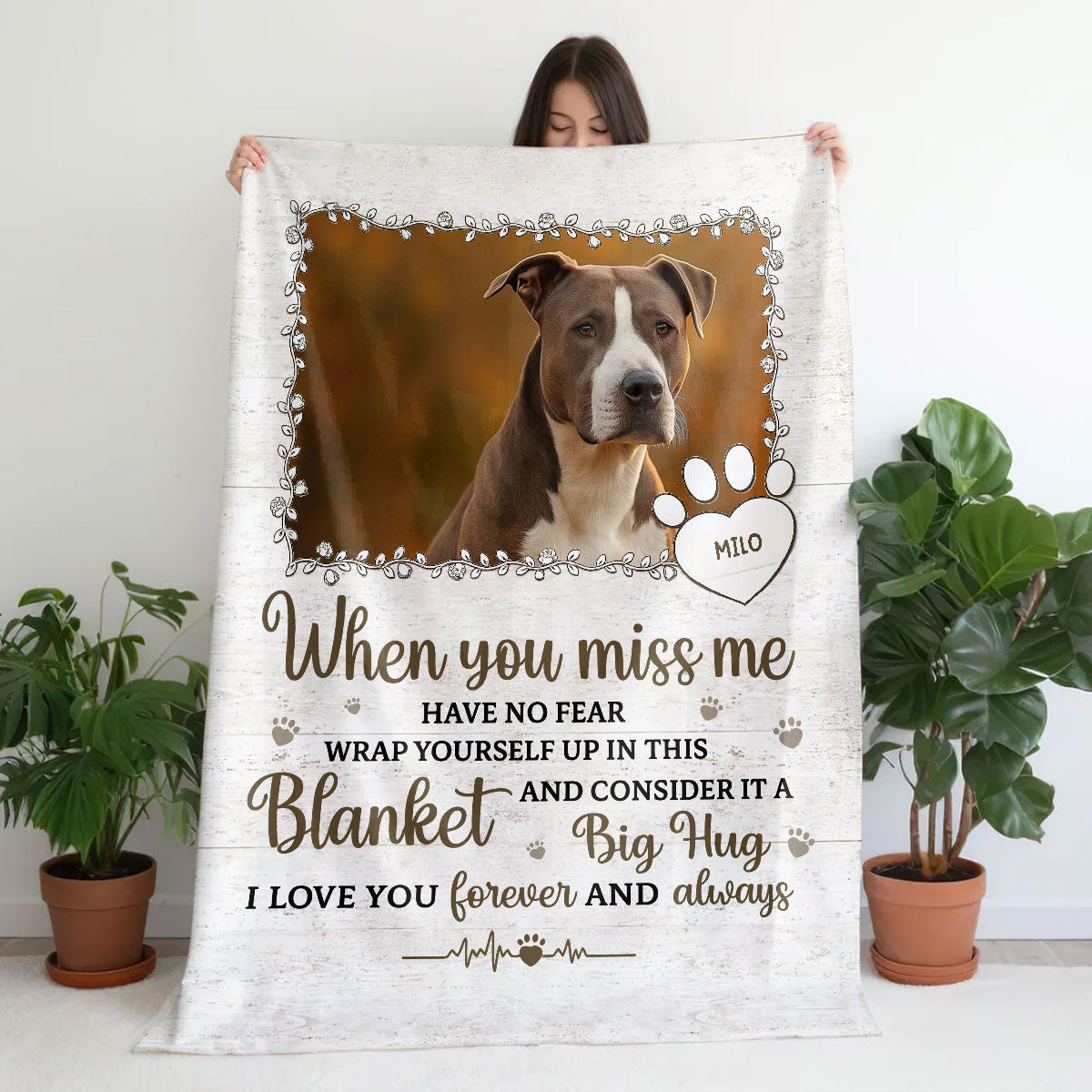 Custom Photo A Big Hug From Me - Memorial Personalized Custom Blanket - Sympathy Gift For Pet Owners, Pet Lovers