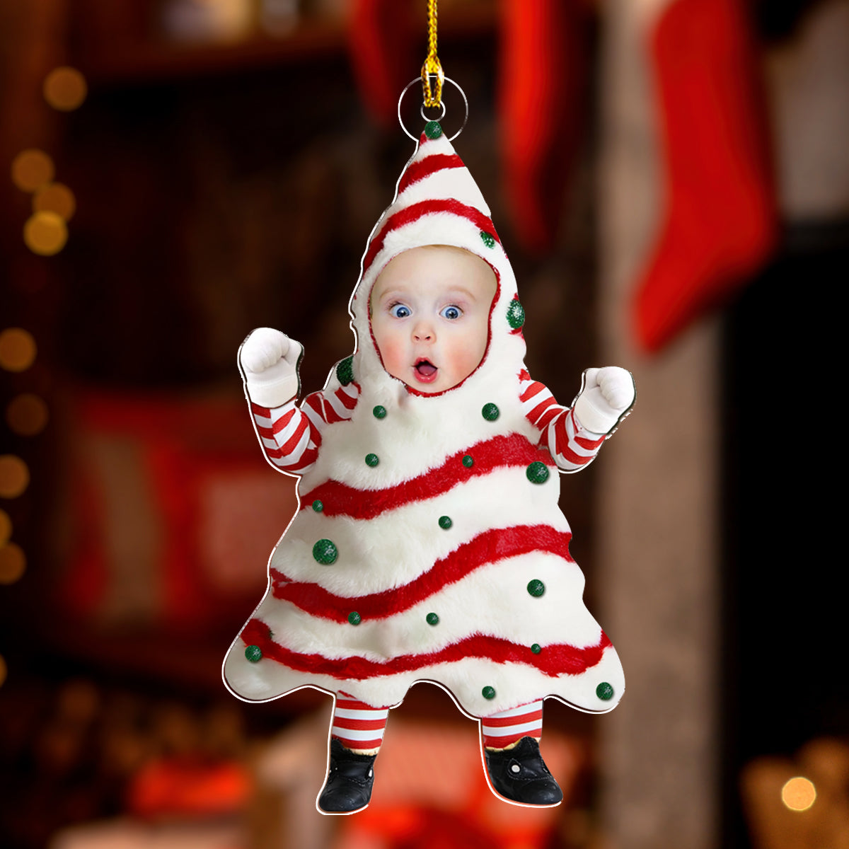 Baby Custom Photo Christmas Tree Cake - Personalized Acrylic Ornament - Christmas Gift For Baby