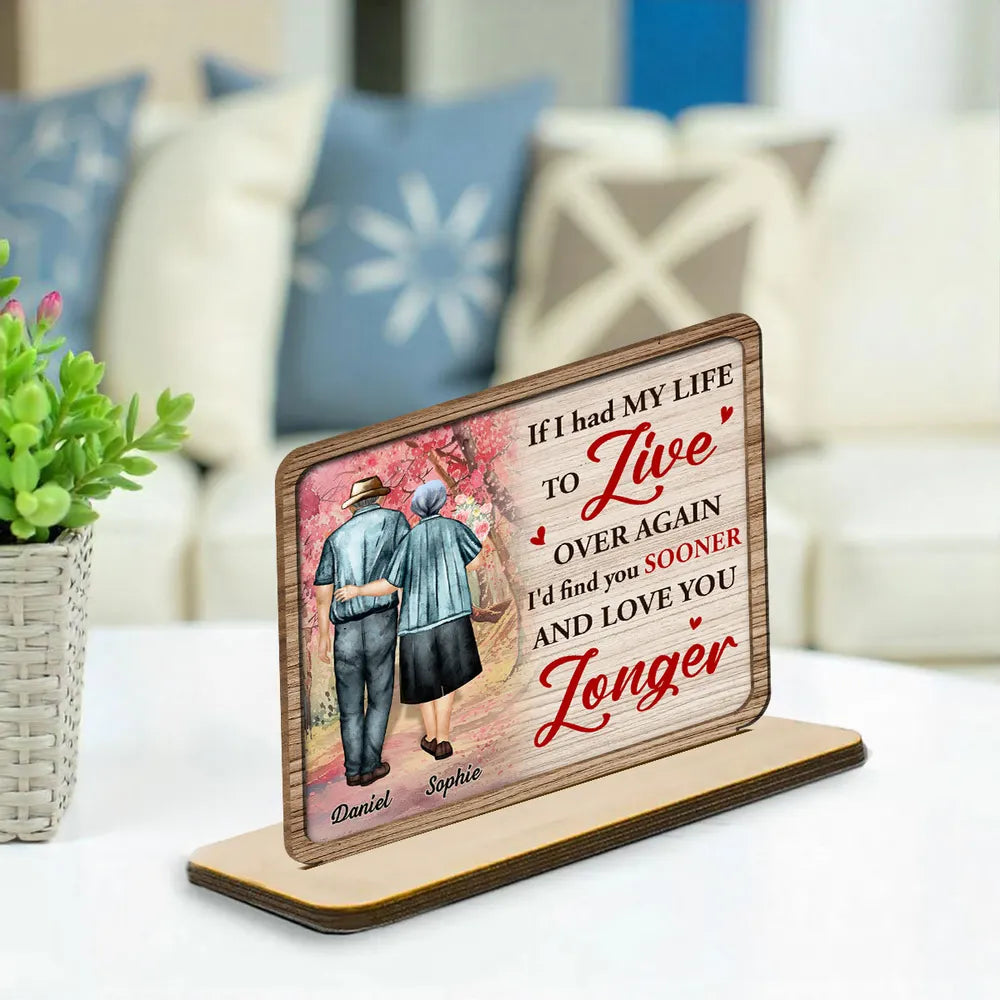 Love You Longer - Personalized Wooden Plaque - Valentine's Day Gift, Anniversary Gift For Couple