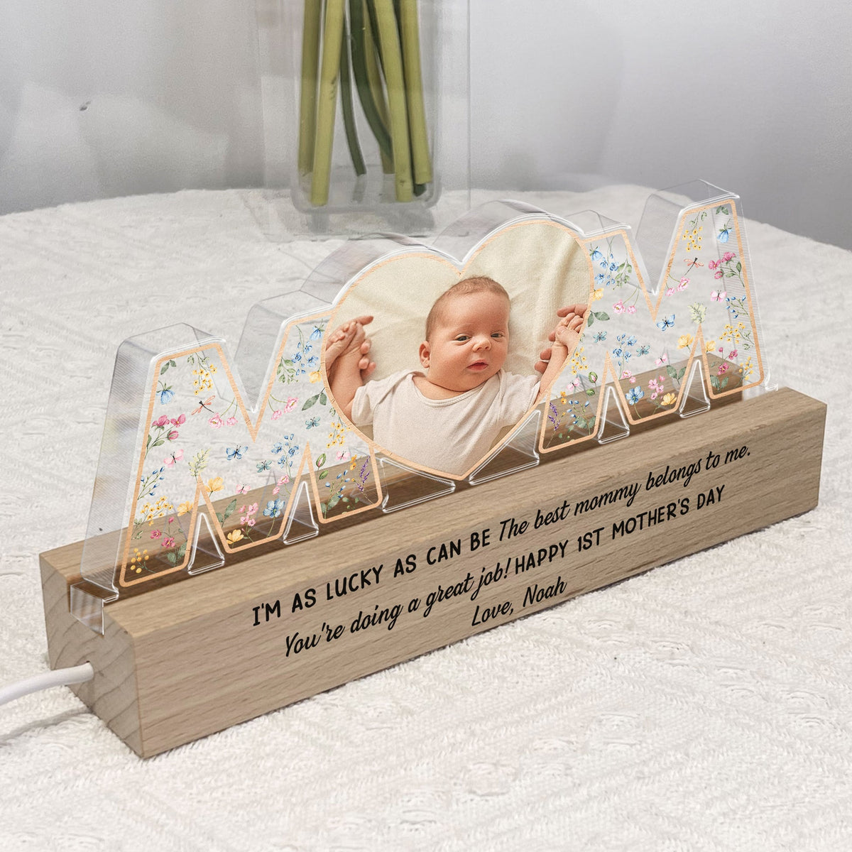 The Best Mommy Belongs To Me You re Doing A Great Job - Personalized Photo LED Night Light - Gift For New Mom