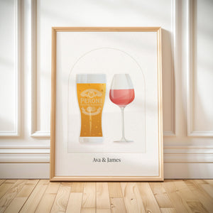 Personalised Name Wine, Beer & Cocktail Wall Art, Bar Cart Decor, Cocktail Bar At Home Decor