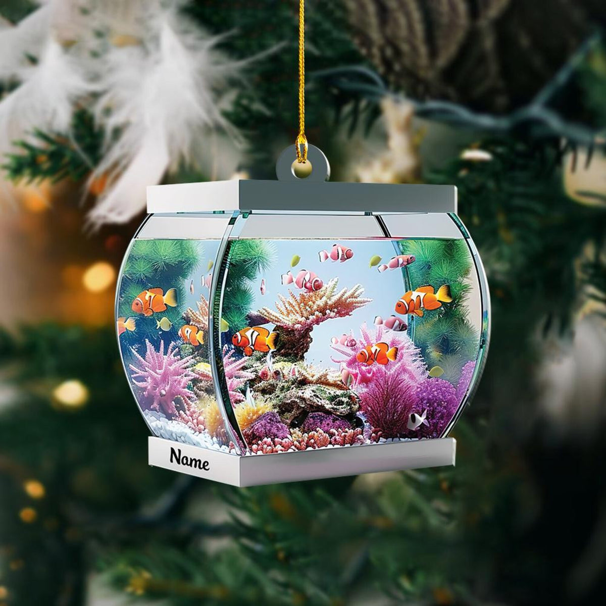 Personalized Aquarium Fish Tank Christmas Ornament, Love Fish Christmas Ornament, Underwater Aquarium Ornament