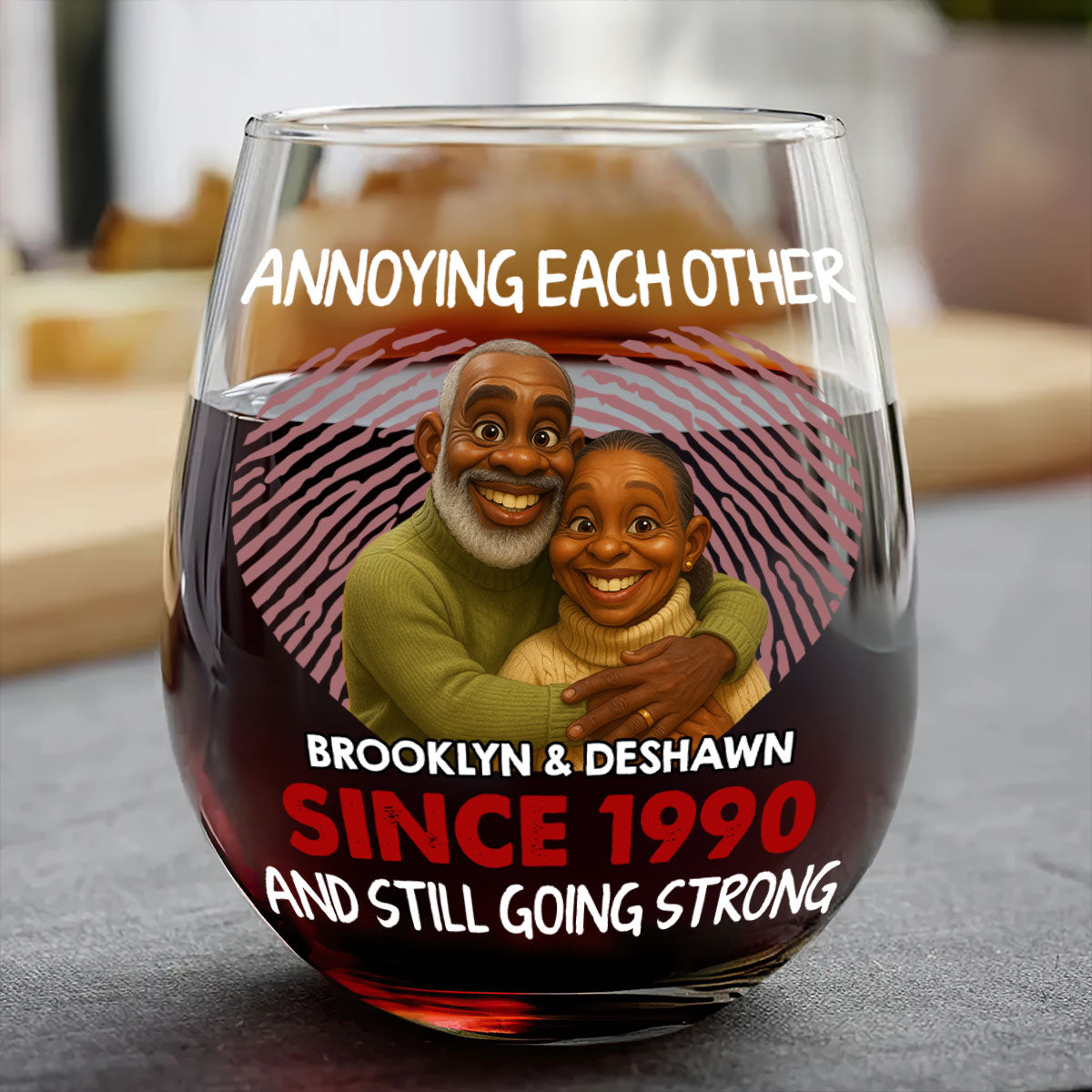 Annoying Each Other And Still Going Strong - Personalized Wine Glass - Anniversary Gift, Valentine's Day Gift For Couple