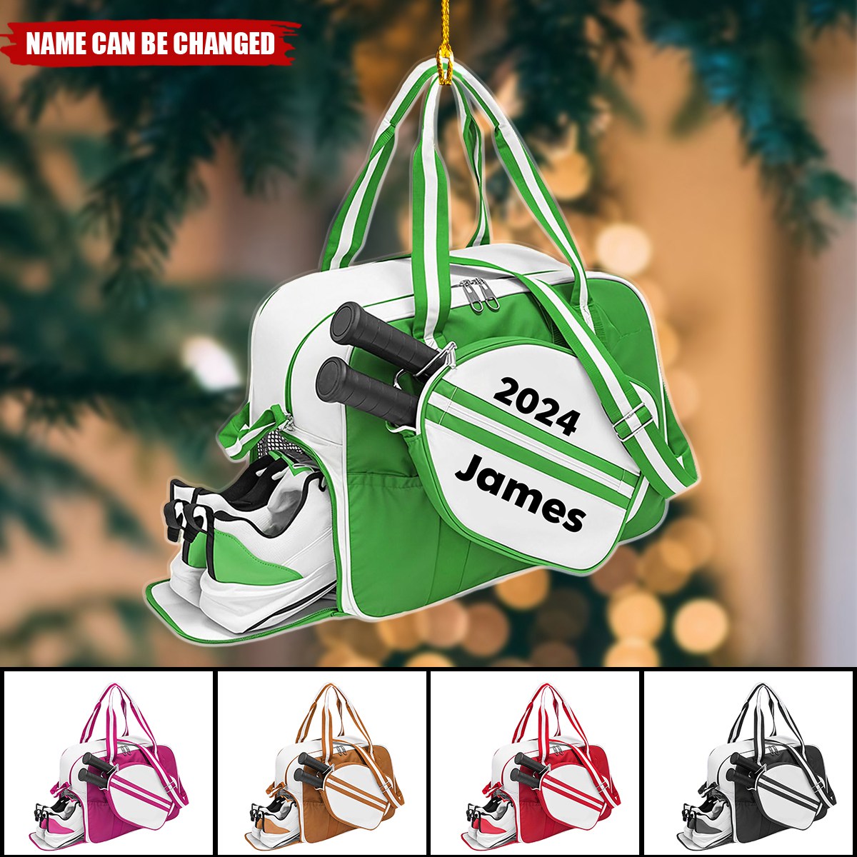 Pickleball Bag - Personalized Acrylic Ornaments - Christmas Gift for Pickle Ball Player