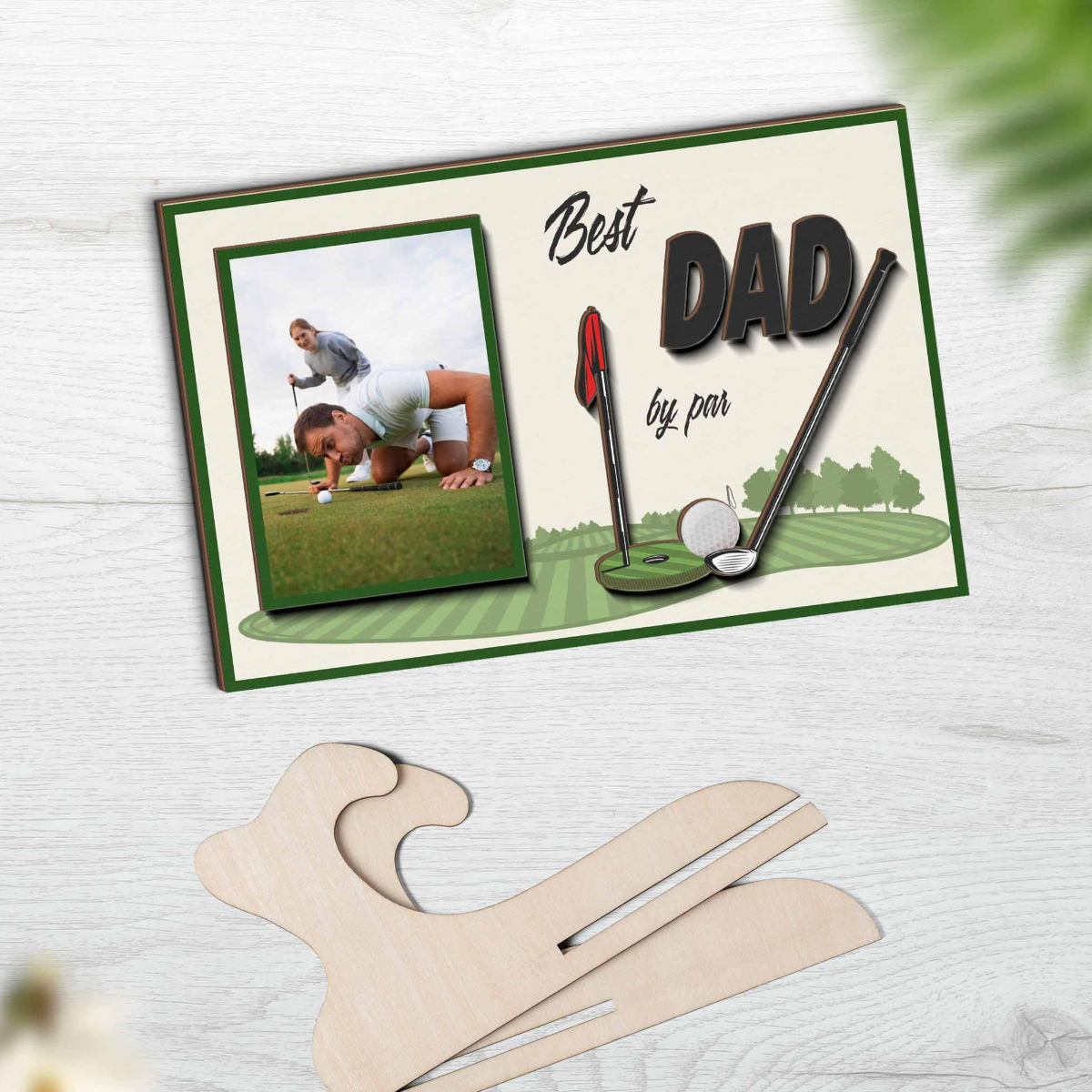 Best Dad By Par Sign, Personalized Photo Golf Sign, Golfer Wood Sign, Custom Father Day Gift, Papa Grandpa Gift, Birthday Gift
