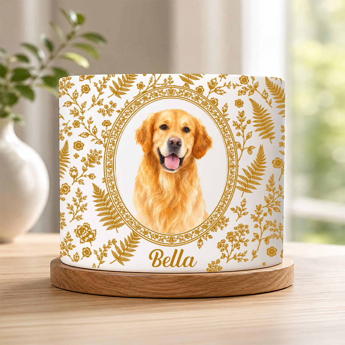 Custom Photo Single-Color Watercolor Dog Cat Pet Pet Portrait - Personalized Plant Pot
