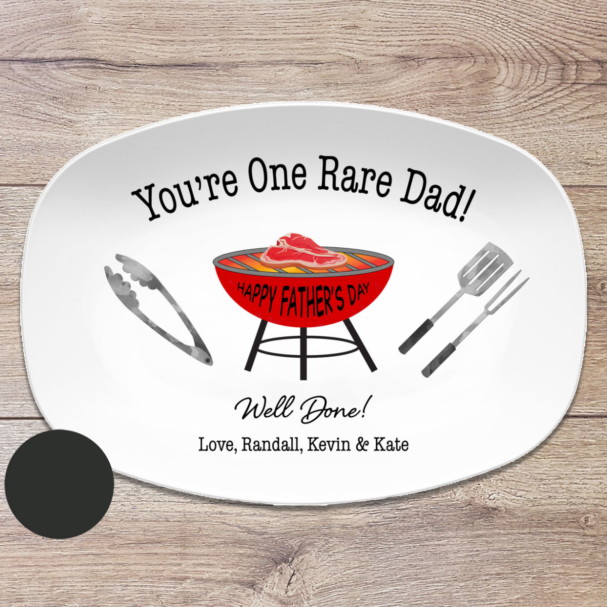 One Rare Daddy Grilling BBQ Plate, Job Well Done Personalized Serving Tray Platter, Father's Day Gift for Him