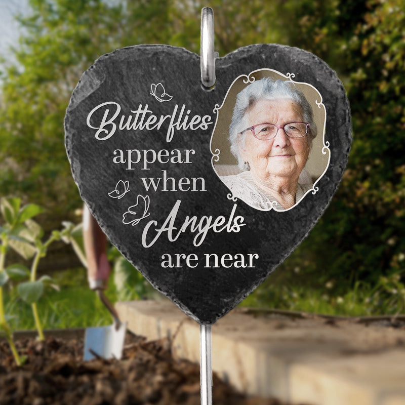 Butterflies Appear When Angels Are Near Memorial Photo - Personalized Garden Stake - Memorial Gift