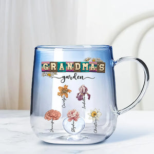 Mom Grandma's Garden Custom Kid's Birth Month Flower - Personalized Blue Gradient Mug - Gift For Mom Grandma, Mother's Day Gift
