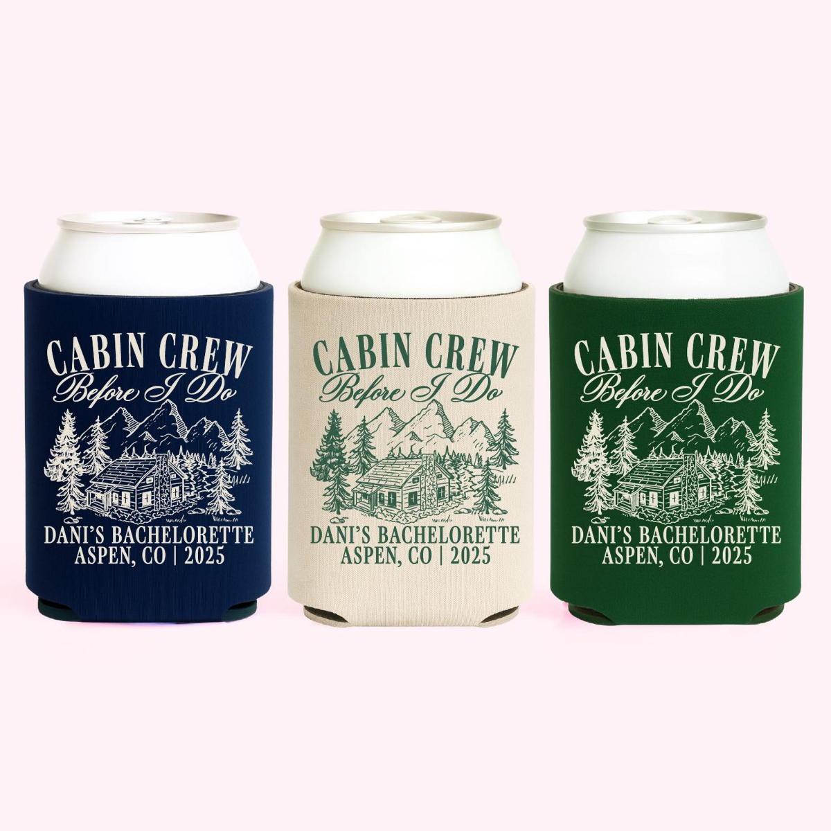 Cabin Bachelorette Party, Cabin Crew Before I Do Bachelorette Favors, Camp Bachelorette Mountain, Bachelorette Custom Personalized Can Cooler