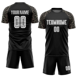 Custom Black White-Camo Sublimation Soccer Uniform Jersey
