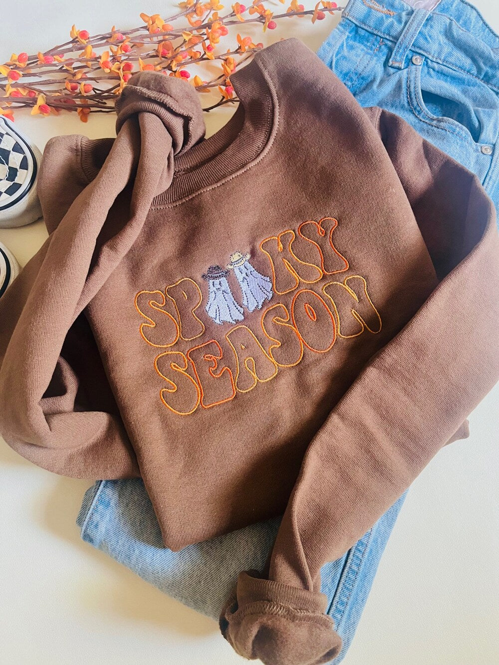 Spooky Season Western Embroidered Crewneck