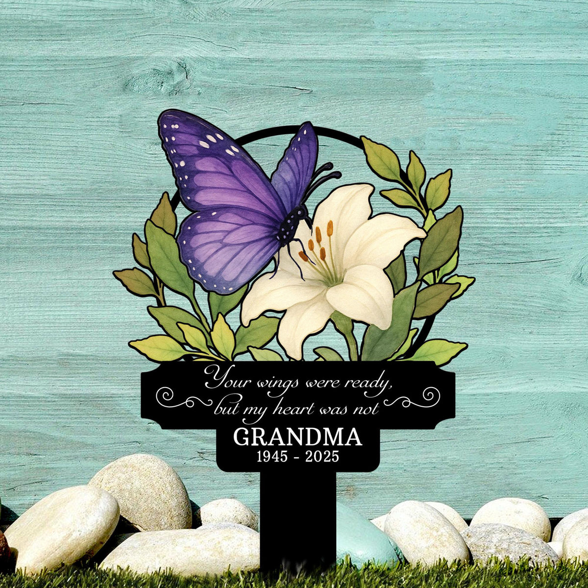 Custom Butterfly Memorial Garden Stake Metal, Loss of Grandma, Mother's Day Bereavement Gift, Grandma Memorial Yard Stake, Nana's Blessings