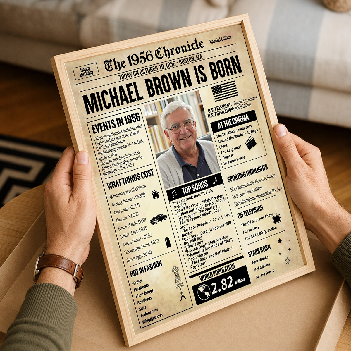 The 1956 Chronicle - 70th Birthday Poster for Parents Grandparents Family