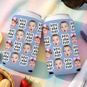 Personalized Father's Day Gift For Dad, Custom Funny Face Baby Can Cooler, Best Dad Ever Can Cooler, Kids Photo Can Cooler Gift For Husband