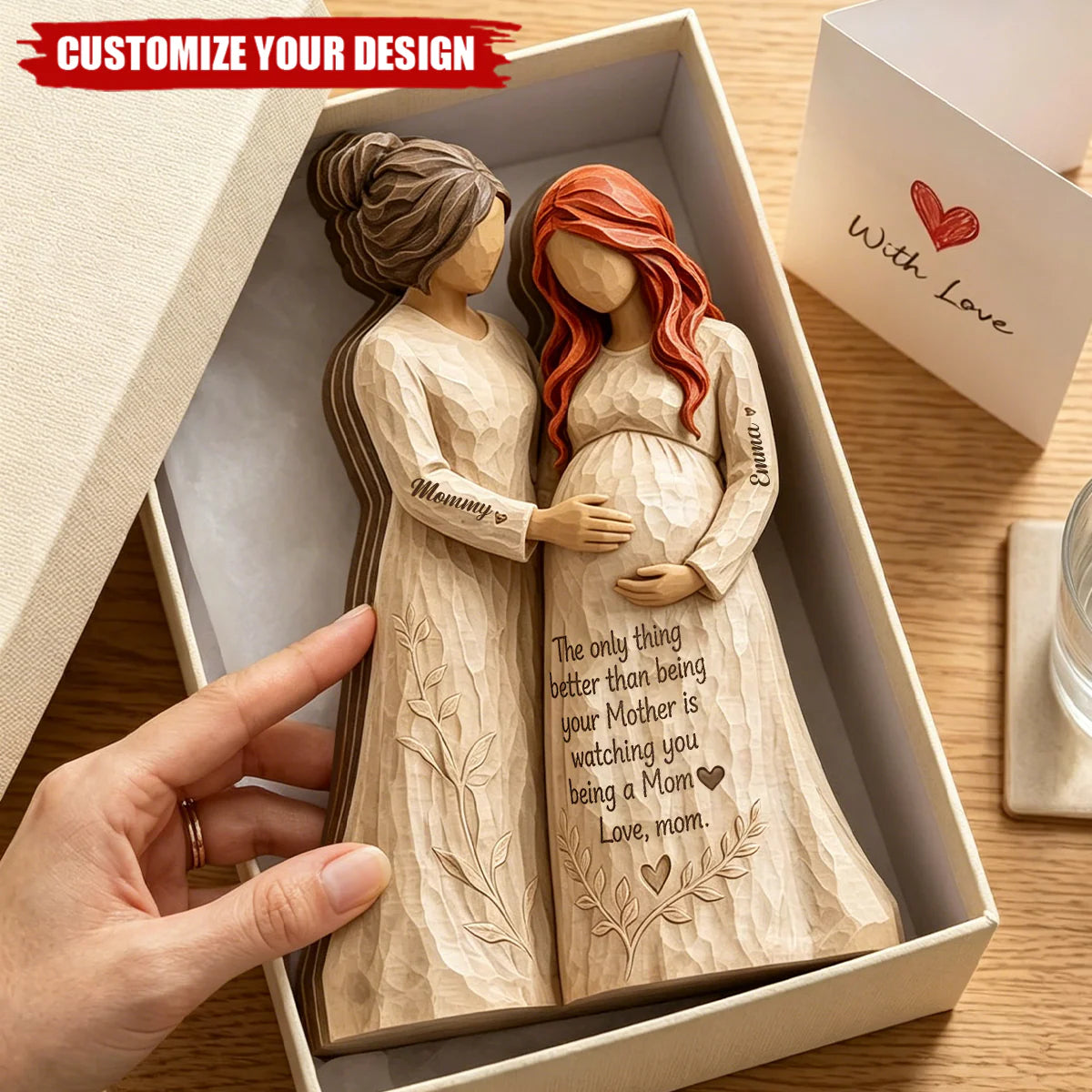 Watching You Become a Mom Personalized Wooden Figurine