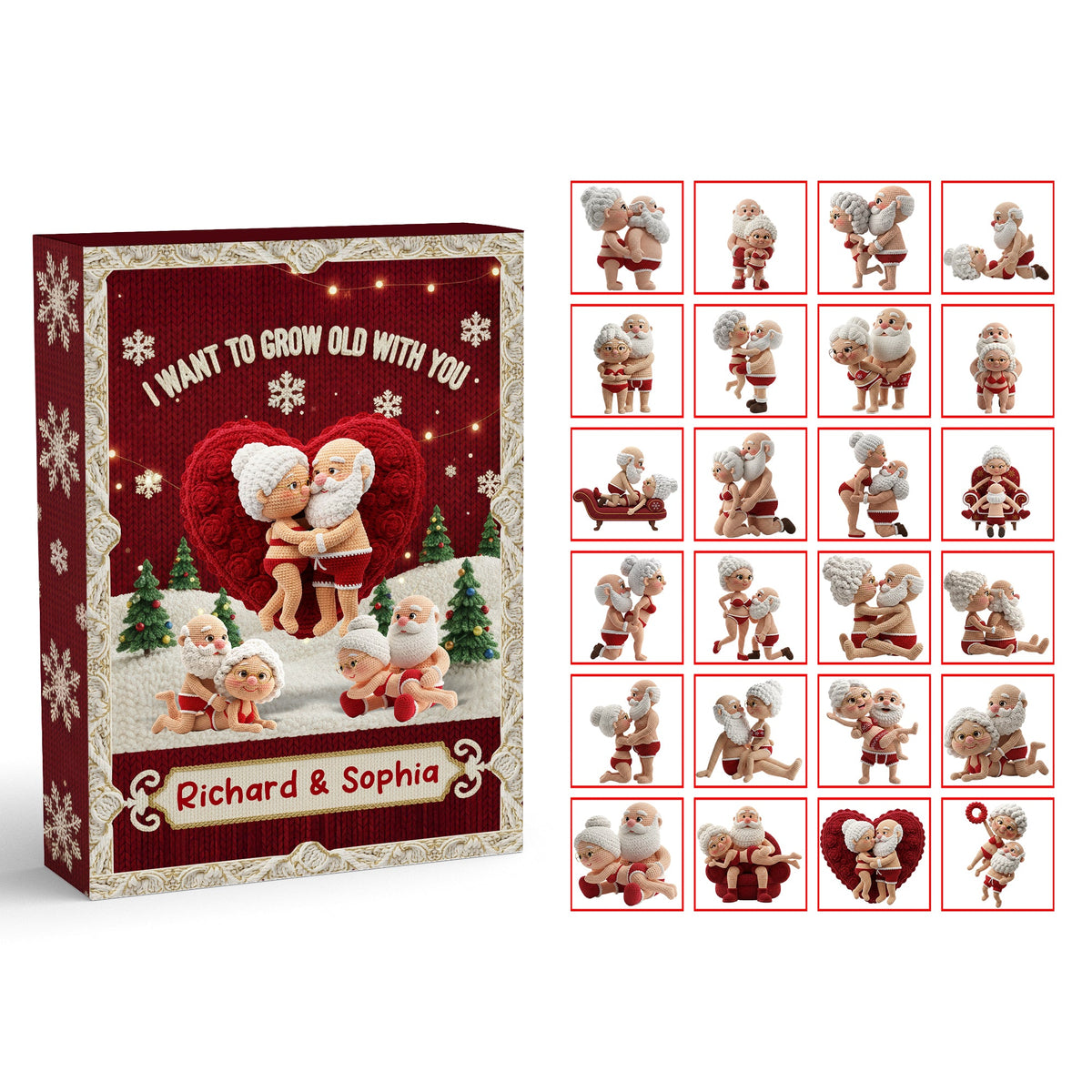 Naughty Couple Blind Box - Personalized Gifts For Old Couple Christmas Advent Calendar Blind Box 24 Acrylic Ornament Countdown To Christmas
