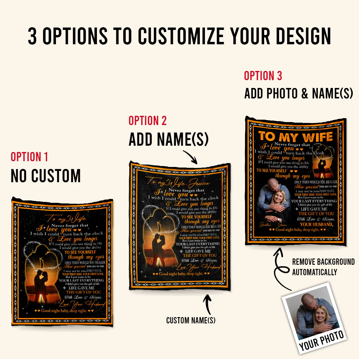 Custom Photo Fleece Blanket - To My Wife Never Forget That I Love You - Husband To Wife, Mother's Day Gift For Wife