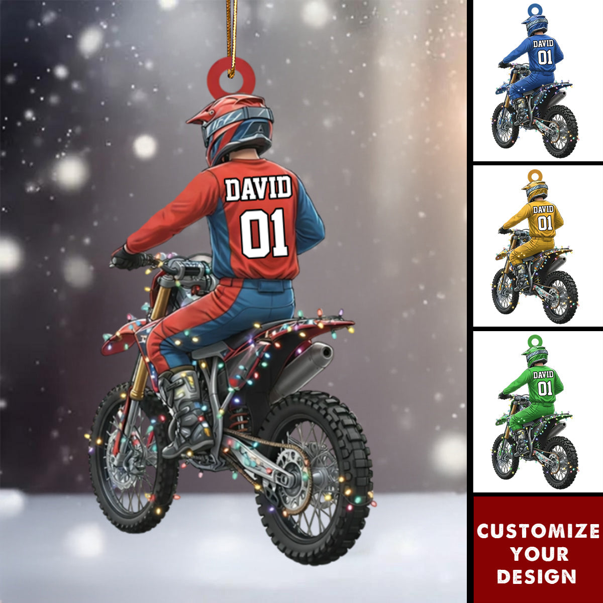 Personalized Motocross Christmas Ornament - Gift for Motorcycle Lover